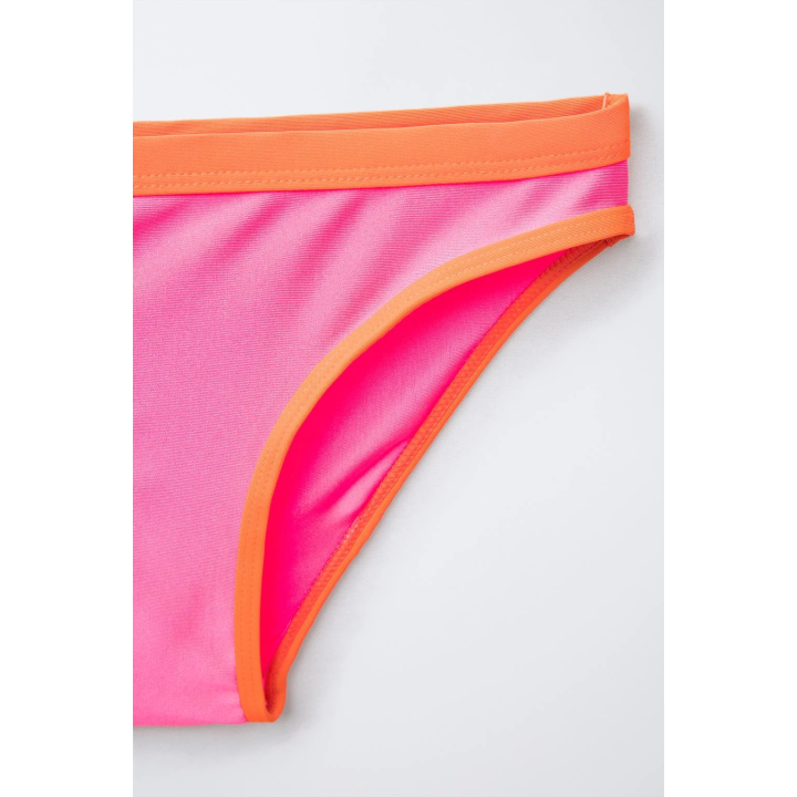 Купальник яркий для девочек 6-14 лет с асимметричным верхом и отделкой