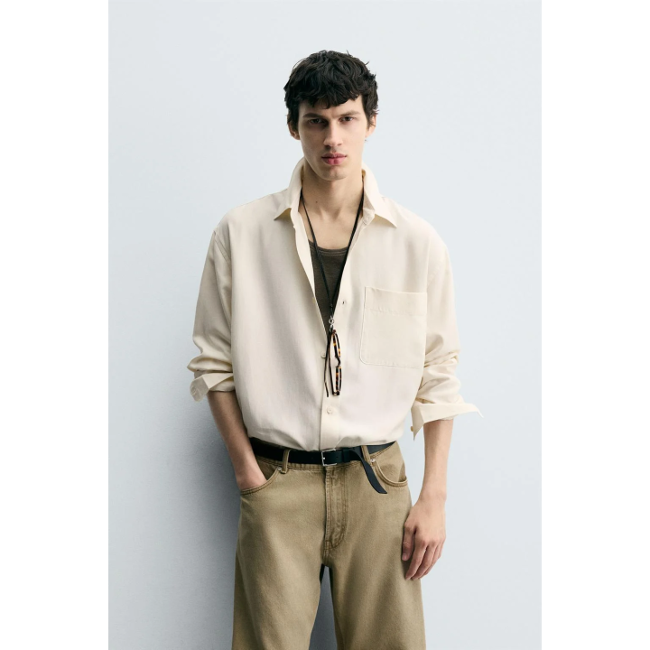 РУБАШКА RELAXED FIT ИЗ СТРУЯЩЕЙСЯ ТКАНИ