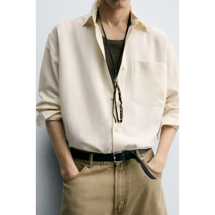 РУБАШКА RELAXED FIT ИЗ СТРУЯЩЕЙСЯ ТКАНИ