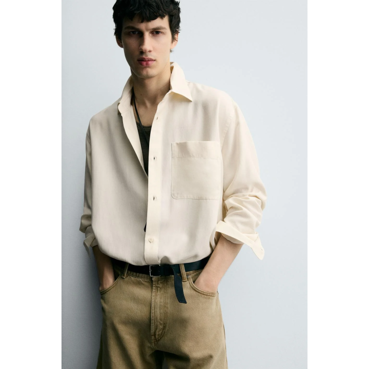 РУБАШКА RELAXED FIT ИЗ СТРУЯЩЕЙСЯ ТКАНИ