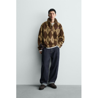 Поло с рельефным узором diamond jacquard