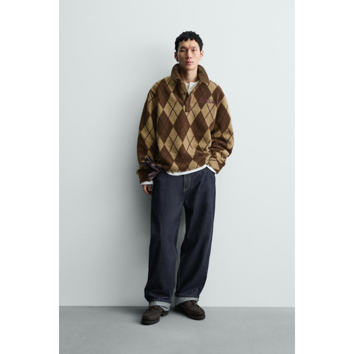 Поло с рельефным узором diamond jacquard