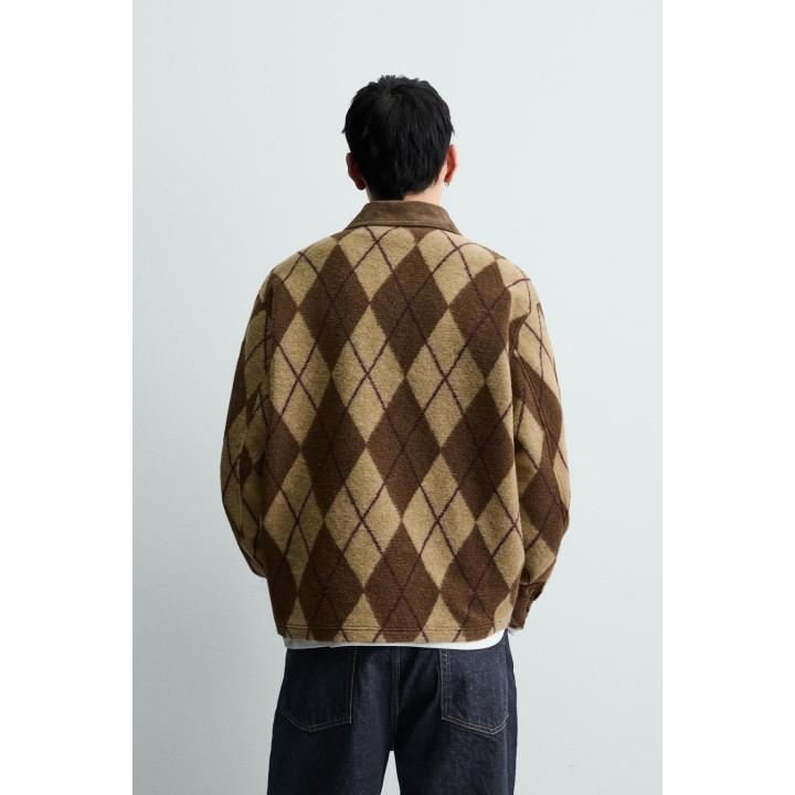 Поло с рельефным узором diamond jacquard