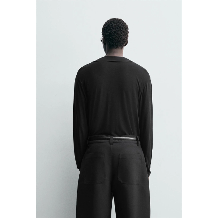 Поло из полупрозрачного ленселла с воротником