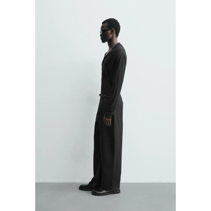 Поло из полупрозрачного ленселла с воротником