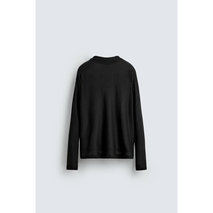 Поло из полупрозрачного ленселла с воротником