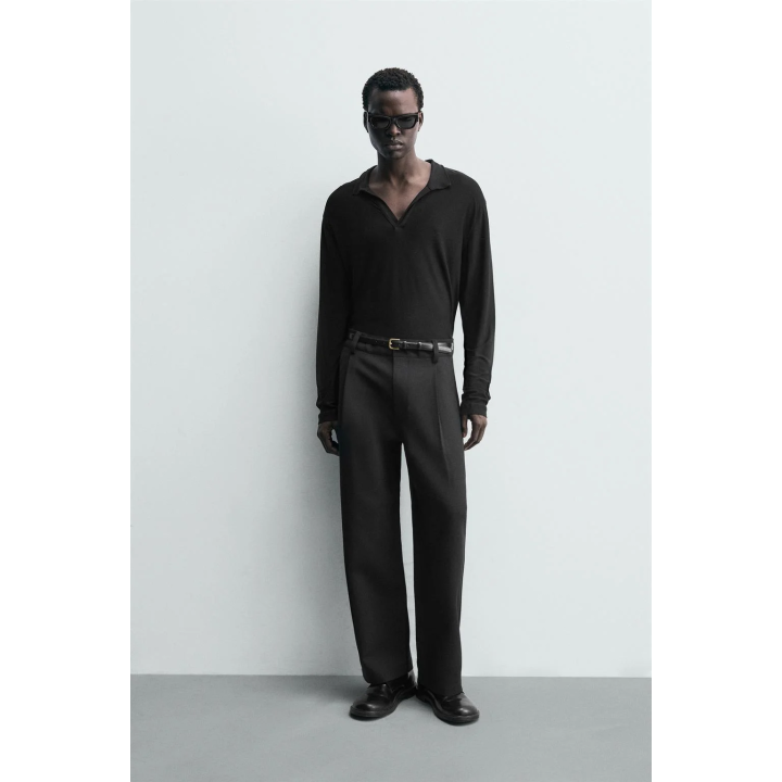 Поло из полупрозрачного ленселла с воротником