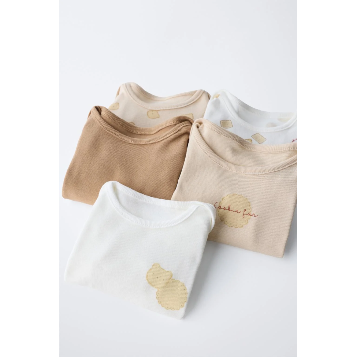 НАБОР ИЗ ПЯТИ БОДИ С ПРИНТОМ ПЕЧЕНЬЯ