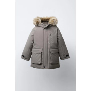 ПАРКА С КАПЮШОНОМ И СЪЕМНЫМ ИСКУССТВЕННЫМ МЕХОМ WATER REPELLENT