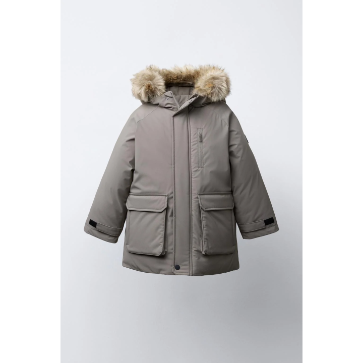 ПАРКА С КАПЮШОНОМ И СЪЕМНЫМ ИСКУССТВЕННЫМ МЕХОМ WATER REPELLENT