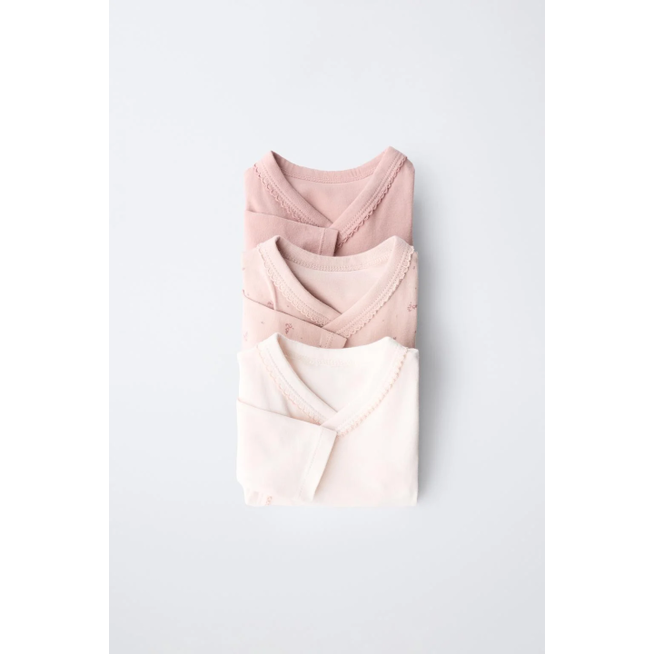 НАБОР ИЗ ТРЕХ БОДИ-КИМОНО С ЦВЕТОЧНЫМ ПРИНТОМ