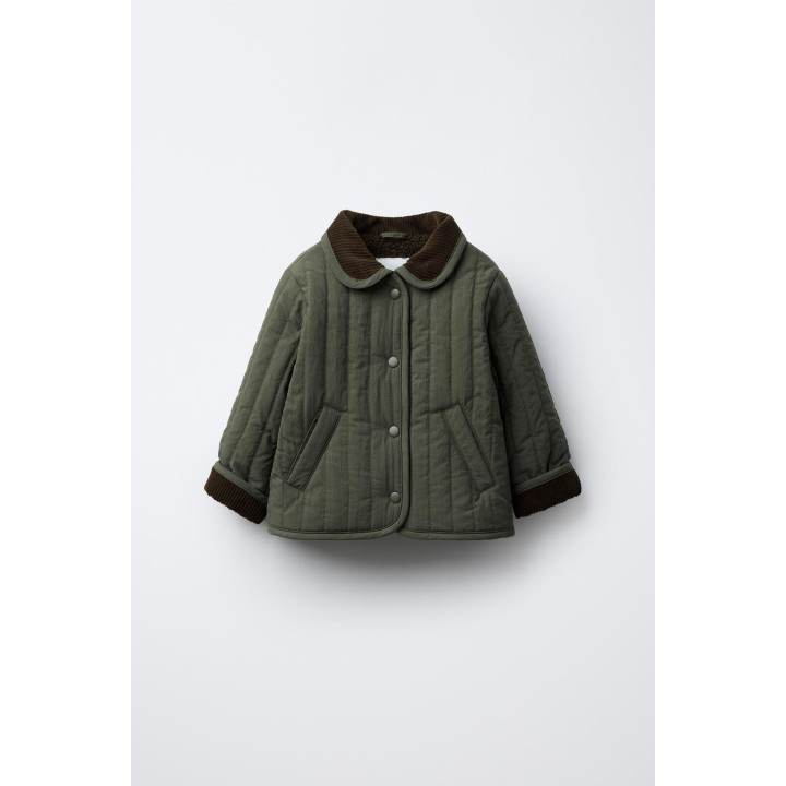 СТЕГАНАЯ КУРТКА С ВЕЛЬВЕТОВЫМ ВОРОТНИКОМ