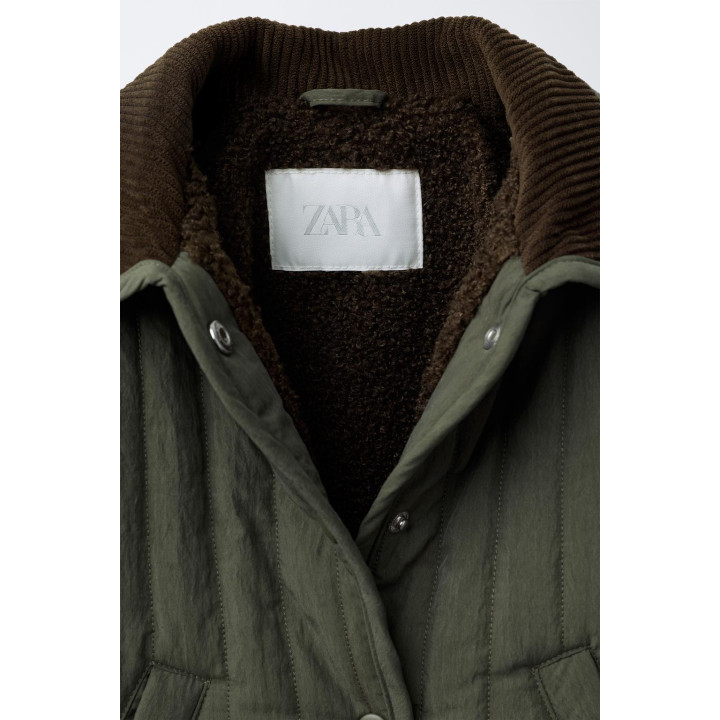 СТЕГАНАЯ КУРТКА С ВЕЛЬВЕТОВЫМ ВОРОТНИКОМ