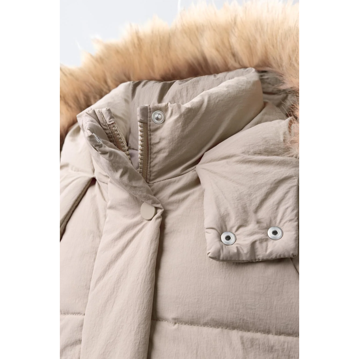 ПУХОВИК WATER REPELLENT С ОТСТЕГИВАЮЩИМСЯ МЕХОВЫМ КАПЮШОНОМ