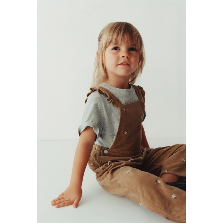 ДЛИННЫЙ ВЕЛЬВЕТОВЫЙ КОМБИНЕЗОН С ВЫШИВКОЙ «ЦВЕТЫ»