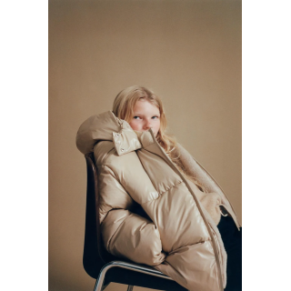 SHINY PUFFER JACKET WITH FAUX FUR LINING