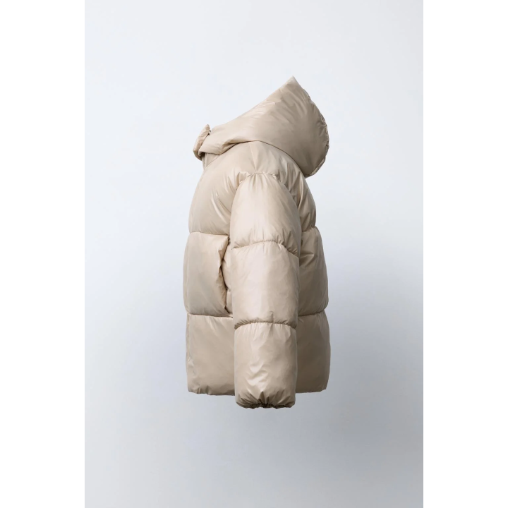 SHINY PUFFER JACKET WITH FAUX FUR LINING