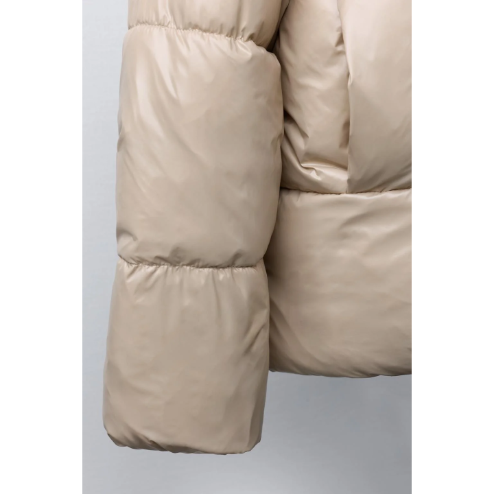 SHINY PUFFER JACKET WITH FAUX FUR LINING