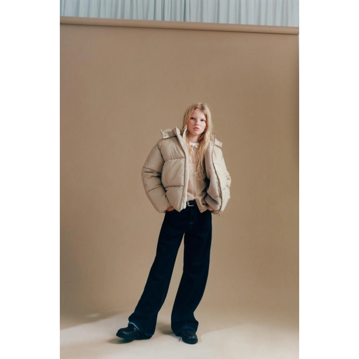 SHINY PUFFER JACKET WITH FAUX FUR LINING