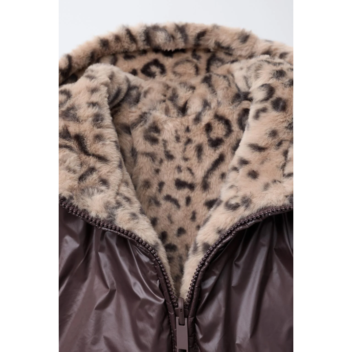 REVERSIBLE ANIMAL PRINT FAUX FUR JACKET