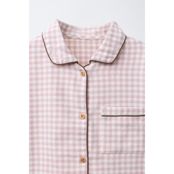 6-14 ЛЕТ/ФЛАНЕЛЕВАЯ ПИЖАМА В КЛЕТКУ ВИШИ