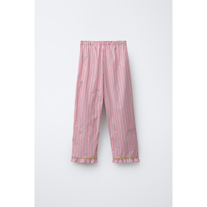 6-14 ЛЕТ/ПИЖАМА: РУБАШКА С БАНТИКАМИ И БРЮКИ В ПОЛОСКУ