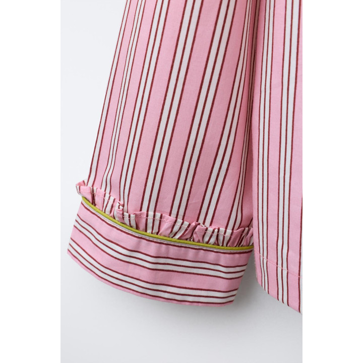 6-14 ЛЕТ/ПИЖАМА: РУБАШКА С БАНТИКАМИ И БРЮКИ В ПОЛОСКУ