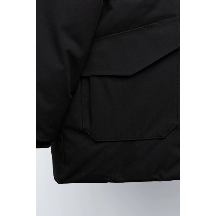 LONG 50% FEATHER AND 50% DOWN WATER-REPELLENT PUFFER JACKET WITH DETACHABLE FAUX FUR HOODIE