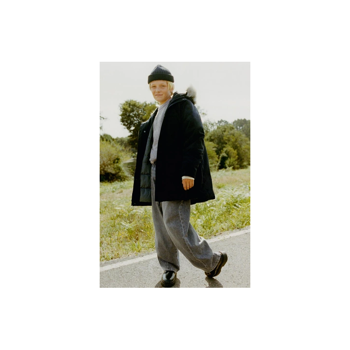 LONG 50% FEATHER AND 50% DOWN WATER-REPELLENT PUFFER JACKET WITH DETACHABLE FAUX FUR HOODIE