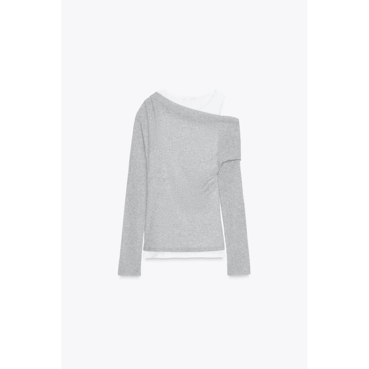 АСИММЕТРИЧНАЯ ФУТБОЛКА С ЭФФЕКТОМ ДВОЙНОГО СЛОЯ