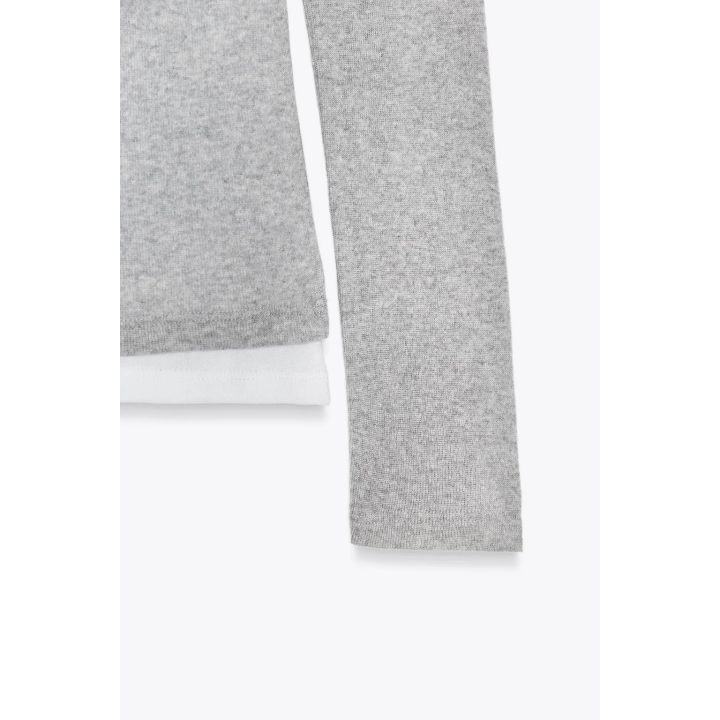 АСИММЕТРИЧНАЯ ФУТБОЛКА С ЭФФЕКТОМ ДВОЙНОГО СЛОЯ