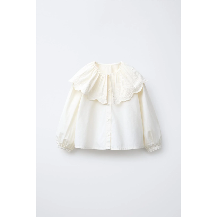 БЛУЗА С БОЛЬШИМ ОТЛОЖНЫМ ВОРОТНИКОМ И ВЫШИВКОЙ