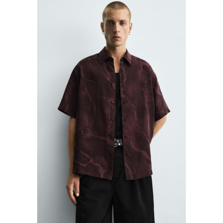 РУБАШКА ИЗ СТРУЯЩЕЙСЯ ТКАНИ С ПРИНТОМ TIE DYE