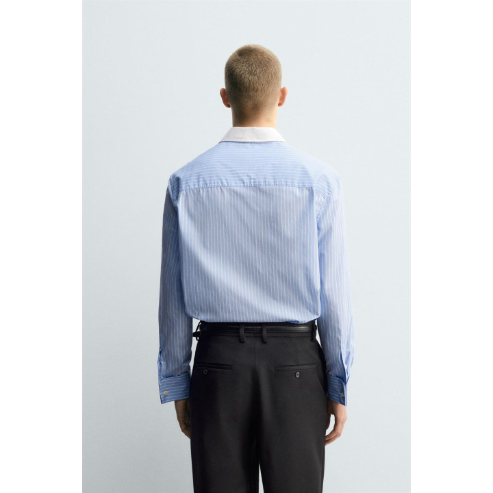 Рубашка в полоску с манжетами на запонках