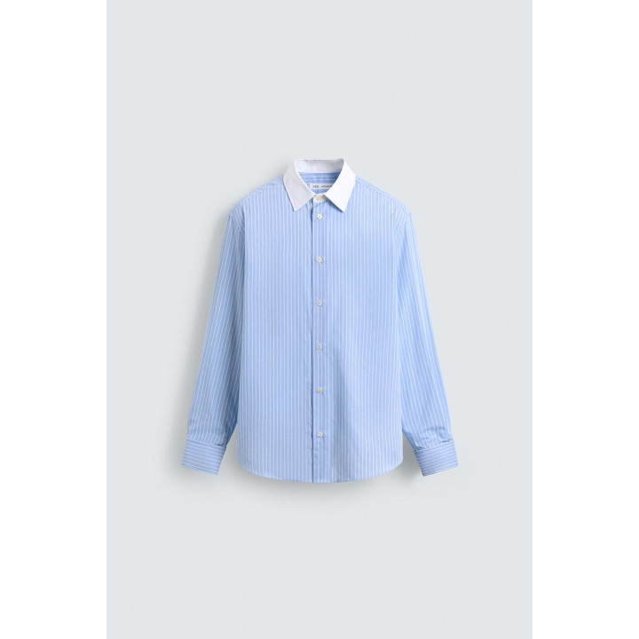 Рубашка в полоску с манжетами на запонках