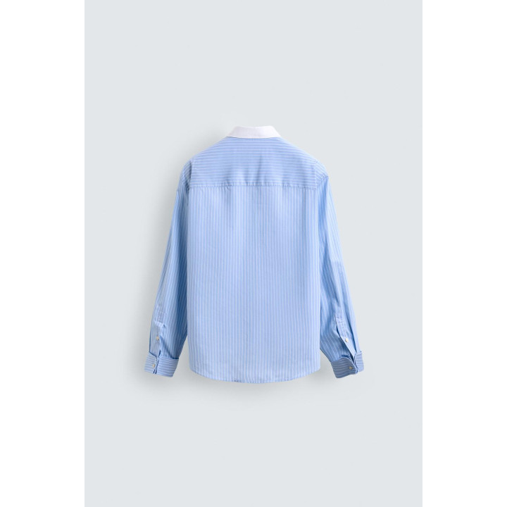 Рубашка в полоску с манжетами на запонках