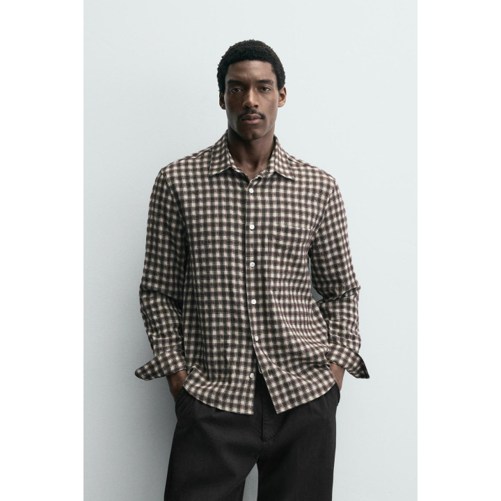 Рубашка в клетку с карманом