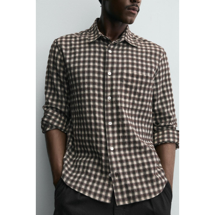 Рубашка в клетку с карманом