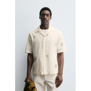 Рубашка из сирсакера с принтом