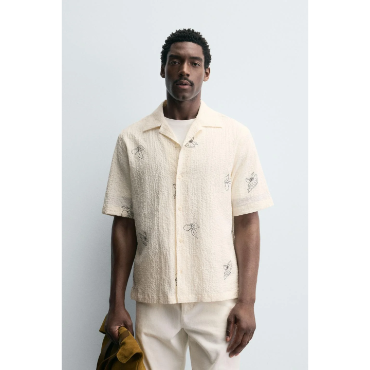 Рубашка из сирсакера с принтом