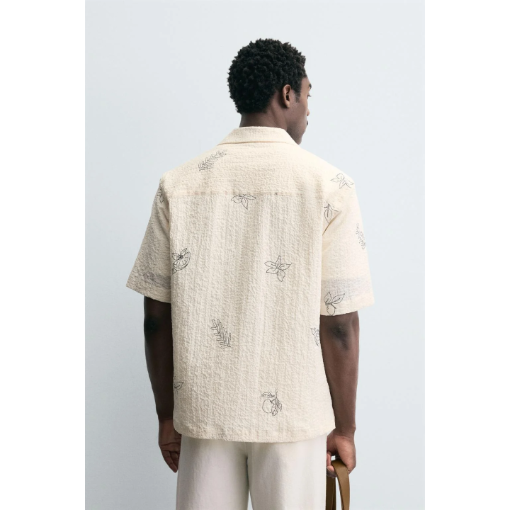 Рубашка из сирсакера с принтом