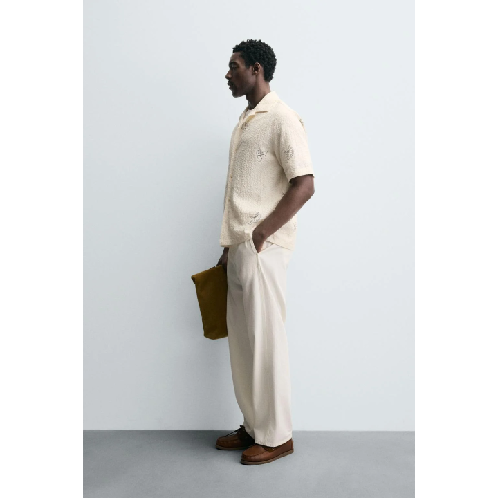 Рубашка из сирсакера с принтом