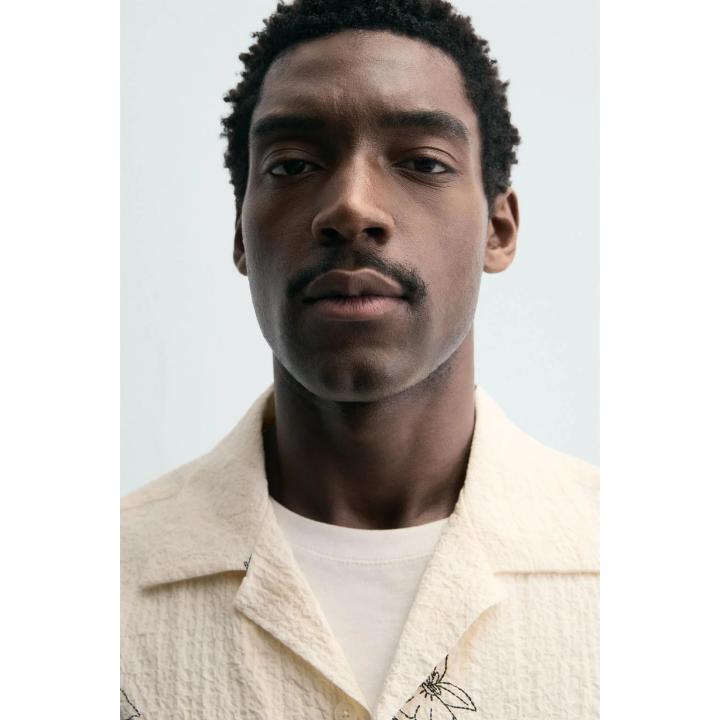 Рубашка из сирсакера с принтом