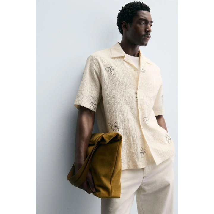 Рубашка из сирсакера с принтом