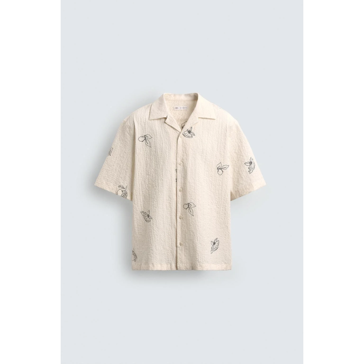 Рубашка из сирсакера с принтом