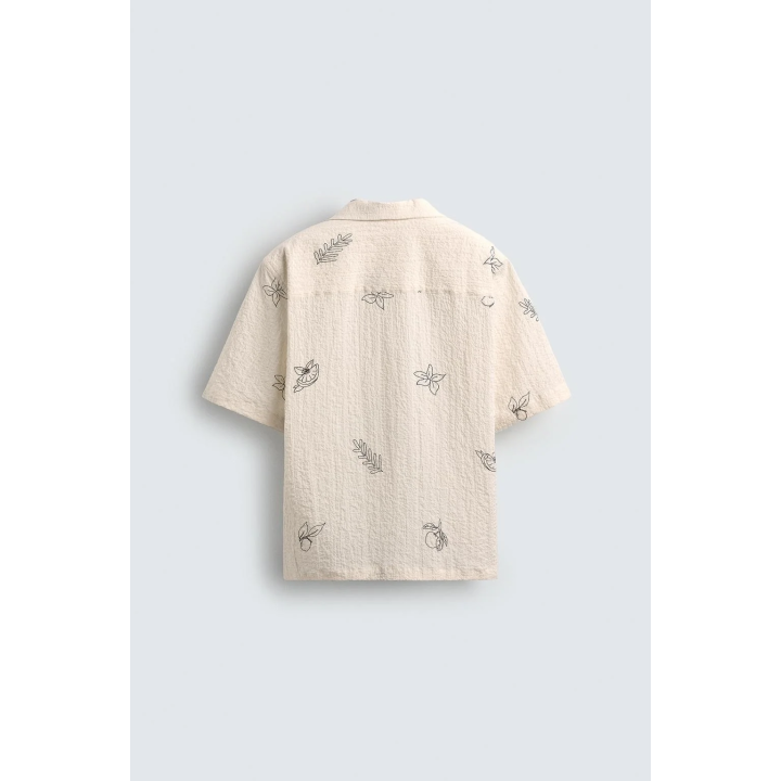 Рубашка из сирсакера с принтом