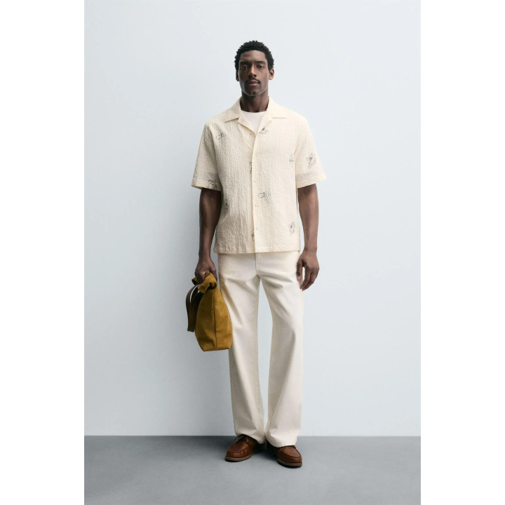 Рубашка из сирсакера с принтом