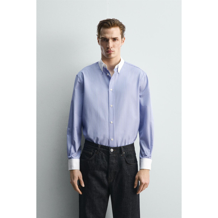 РУБАШКА В ПОЛОСКУ С КОНТРАСТНЫМИ ЭЛЕМЕНТАМИ - LIMITED EDITION