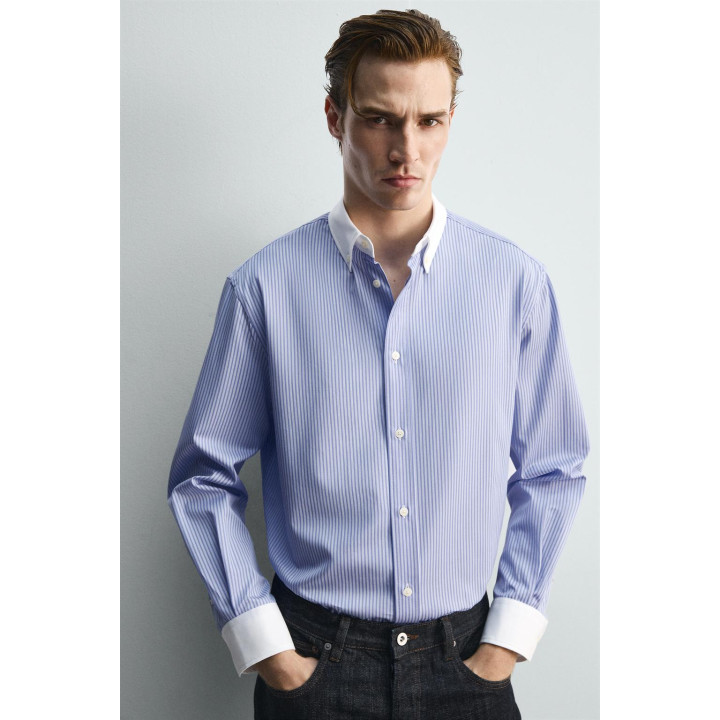 РУБАШКА В ПОЛОСКУ С КОНТРАСТНЫМИ ЭЛЕМЕНТАМИ - LIMITED EDITION