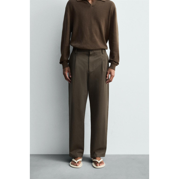 БРЮКИ ИЗ ХЛОПКА И ЛЬНА СО СКЛАДКАМИ